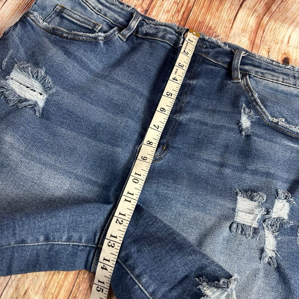 Vervet Size 2X Blue High Rise Distressed Raw Hem Cut Off Jean Denim Shorts 35x5 - Picture 4 of 8
